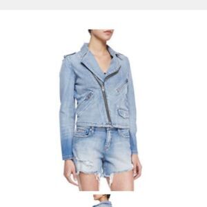 Baddie Y2K Grunge Streetwear Normcore D-ID Faded Denim Perfecto Biker Jacket M